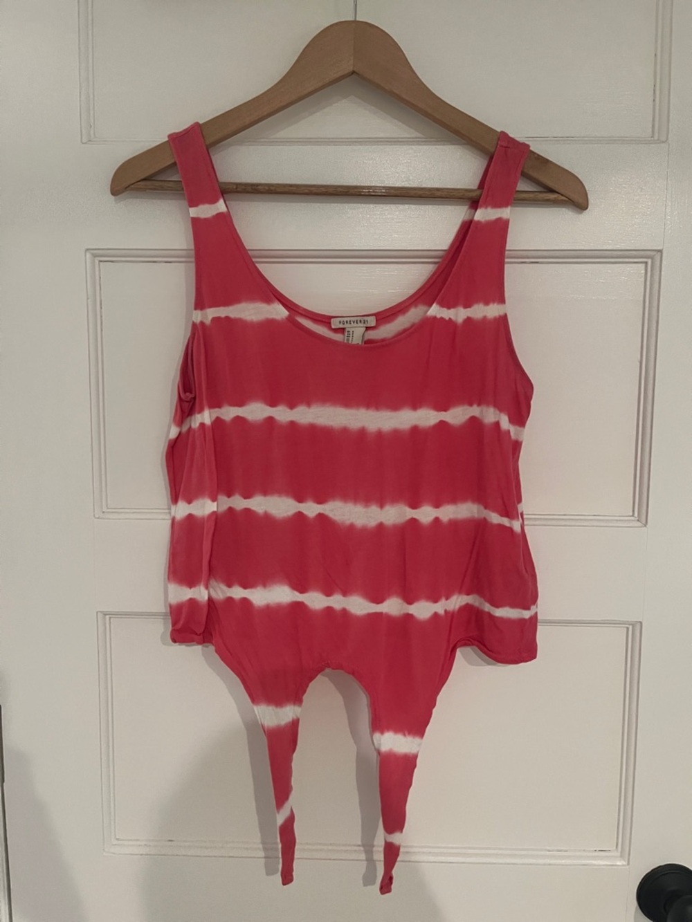 Forever 21 Pink and White Tie-Dye Tank Top